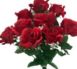 Piquet funéraire de roses ouvertes H 50 cm