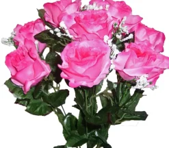 Piquet funéraire de roses ouvertes H 50 cm