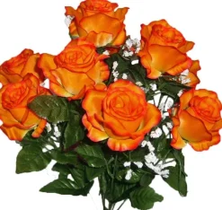Piquet funéraire de roses ouvertes H 50 cm