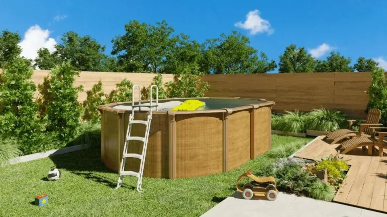 Piscine métal hors sol aspect bois OSMOSE 5,20x3,95x1,32 m