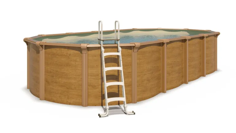 Piscine métal hors sol aspect bois OSMOSE 7,60x3,95x1,32 m
