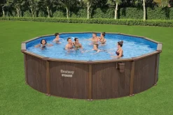 Piscine hors sol ronde Hydrium effet bois Ø550x130cm 27221L