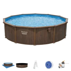 Piscine hors sol ronde Hydrium effet bois Ø550x130cm 27221L