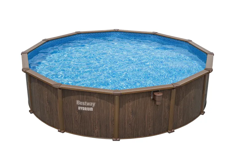 Piscine hors sol ronde Hydrium effet bois Ø550x130cm 27221L