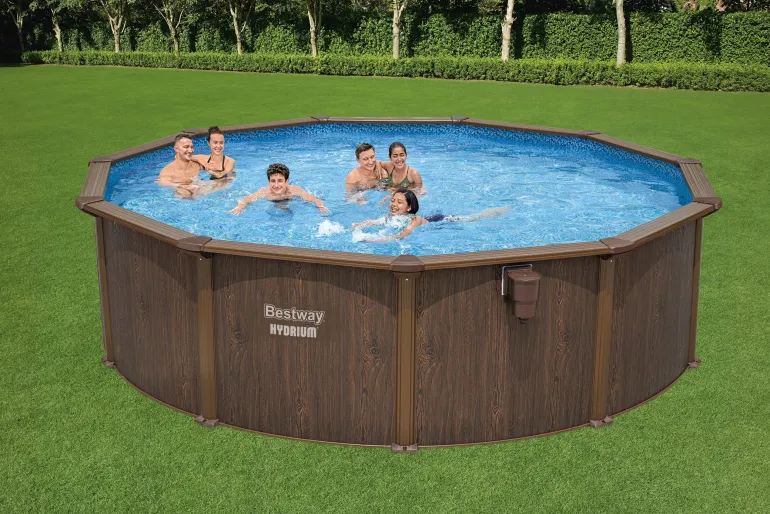 Piscine hors sol ronde Hydrium effet bois Ø490x130 cm 21490L