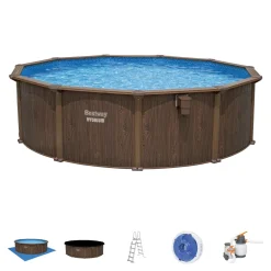 Piscine hors sol ronde Hydrium effet bois Ø490x130 cm 21490L