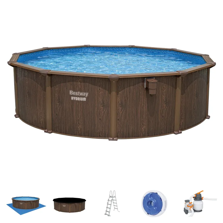 Piscine hors sol ronde Hydrium effet bois Ø490x130 cm 21490L