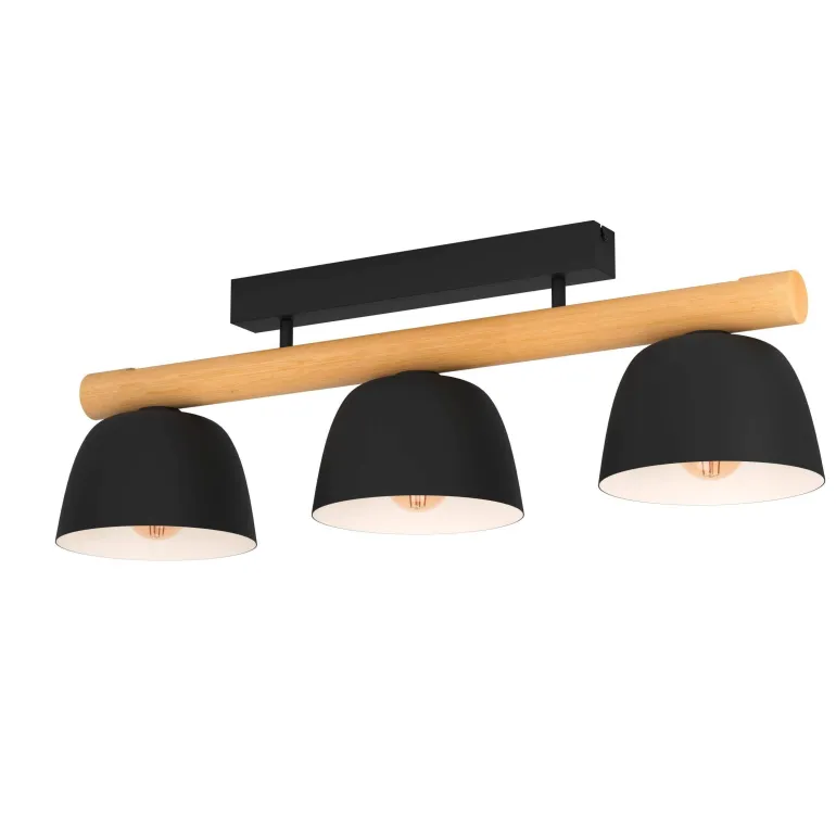 Plafonnier 3L Sherburn E27 40W acier noir L80cm EGLO