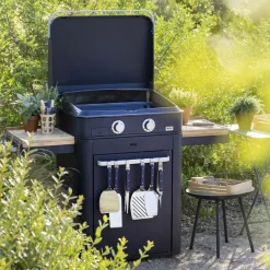 Plancha gaz sur chariot Combo Enosign 65 cm Bleu Navy