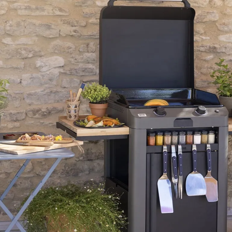 Plancha gaz sur chariot Combo Fusion 60 Gris Cargo