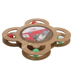 Plateforme de jeux éducative 4 balles + griffoir 35x35x4cm