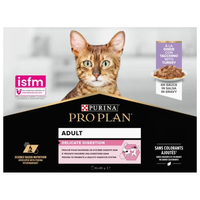 Pochon pour chat adulte Digestion Delicate Dinde 10x85g