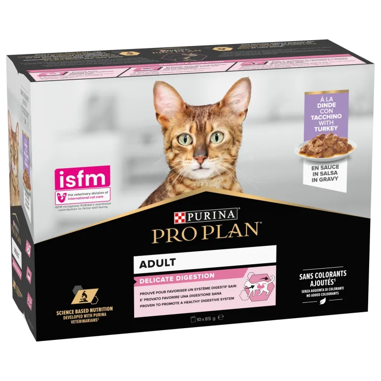 Pochon pour chat adulte Digestion Delicate Dinde 10x85g