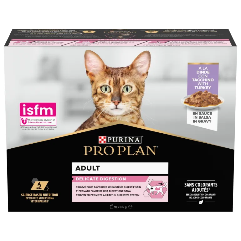 Pochon pour chat adulte Digestion Delicate Dinde 10x85g