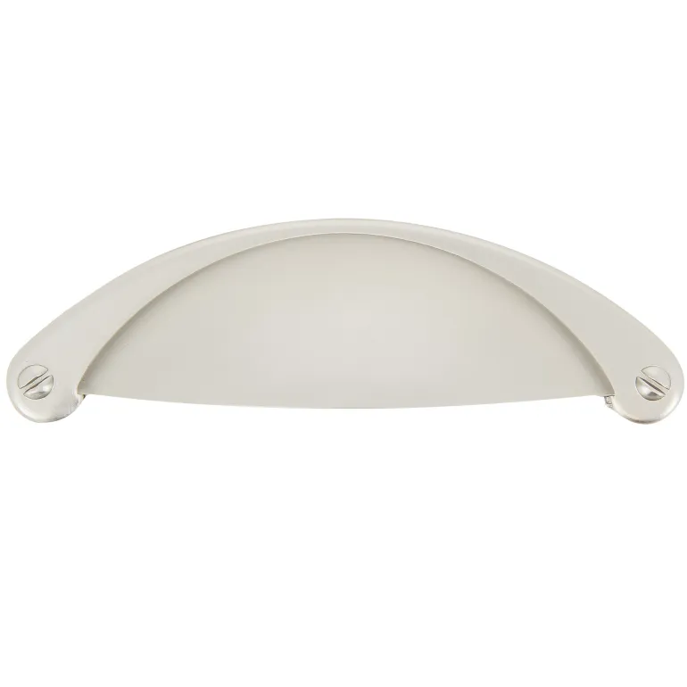Poignée coquille entraxe 64 mm en zamak nickelé x2