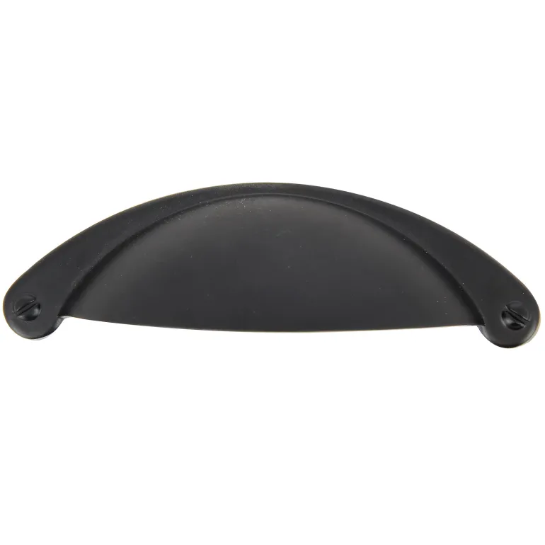 Poignée coquille entraxe 64 mm en zamak noir mat x2