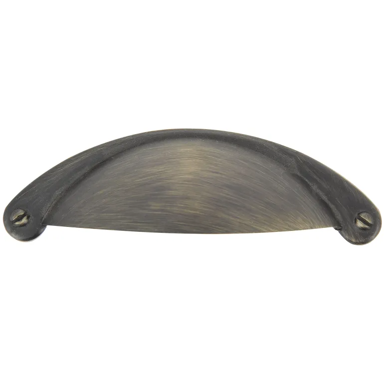 Poignée coquille entraxe 64 mm zamak laitonné vieilli mat x2