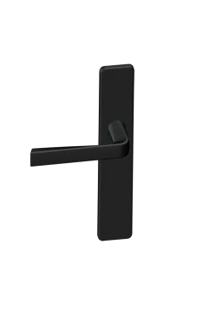 Poignée de porte sur plaque Kaza Basalt noir mat Bec de cane
