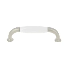 Poignée entraxe 96 mm porcelaine blanc/nickel mat x2