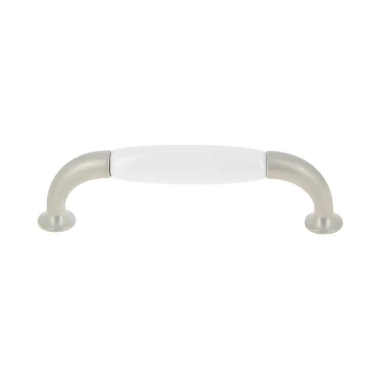 Poignée entraxe 96 mm porcelaine blanc/nickel mat x2