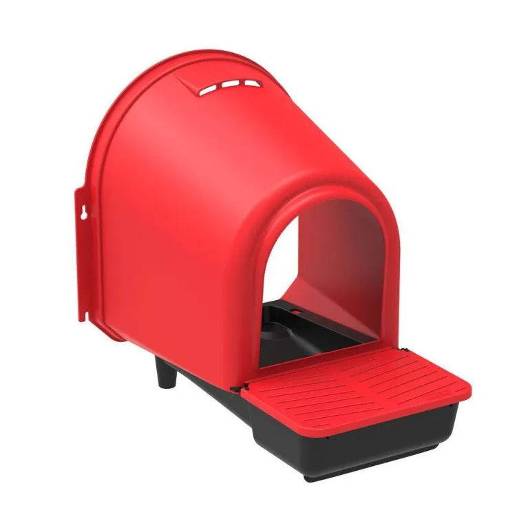 Pondoir en plastique rouge avec compartiment oeufs