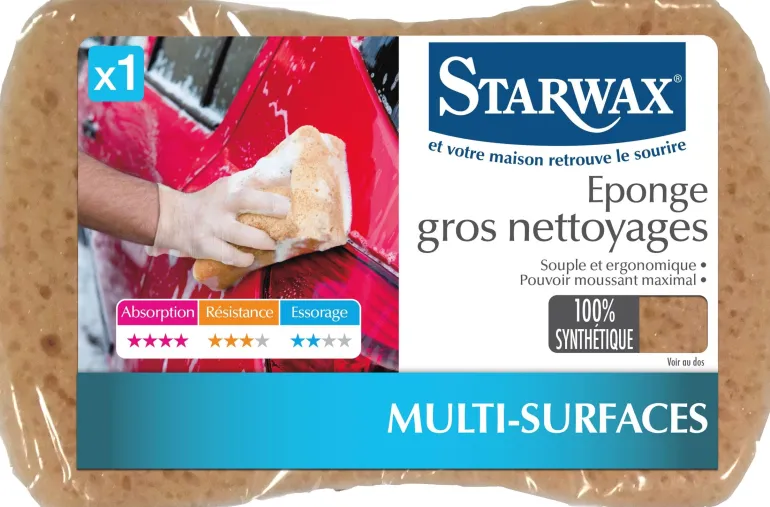 Éponge synthétique gros nettoyage multisurfaces STARWAX
