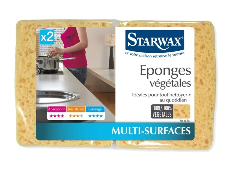 Éponge végétale modèle moyen multisurfaces (x2) STARWAX