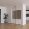 Porte de placard miroir et blanc nacré profil blanc 92cm x1