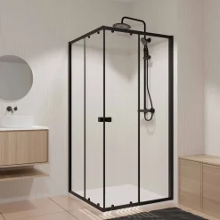 Porte d'accès d'angle coulissante Spot 80-90cm noir mat
