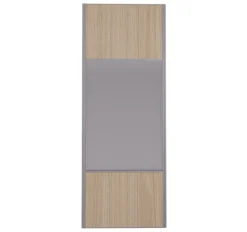Porte de placard miroir et chêne naturel profil gris 62cm x1