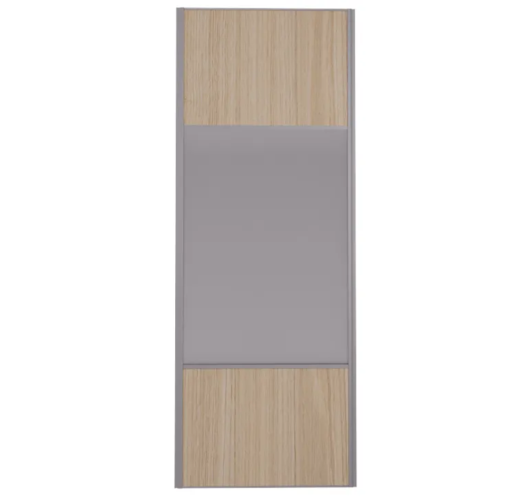 Porte de placard miroir et chêne naturel profil gris 62cm x1
