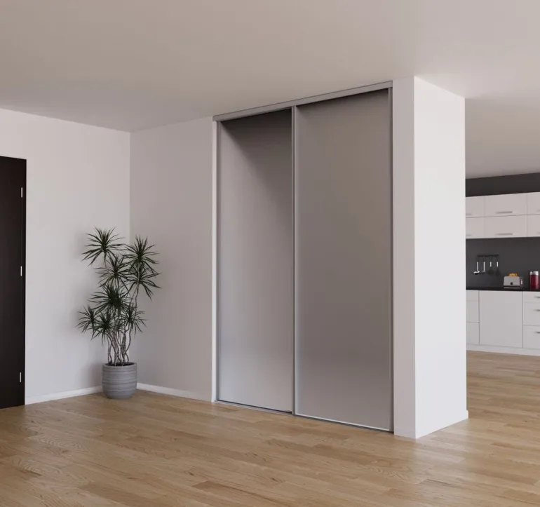 Porte de placard miroir profil gris 92cm x1