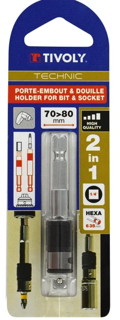 Porte-embout, douille pour vissage hexa 6,35, douilles F 1/4