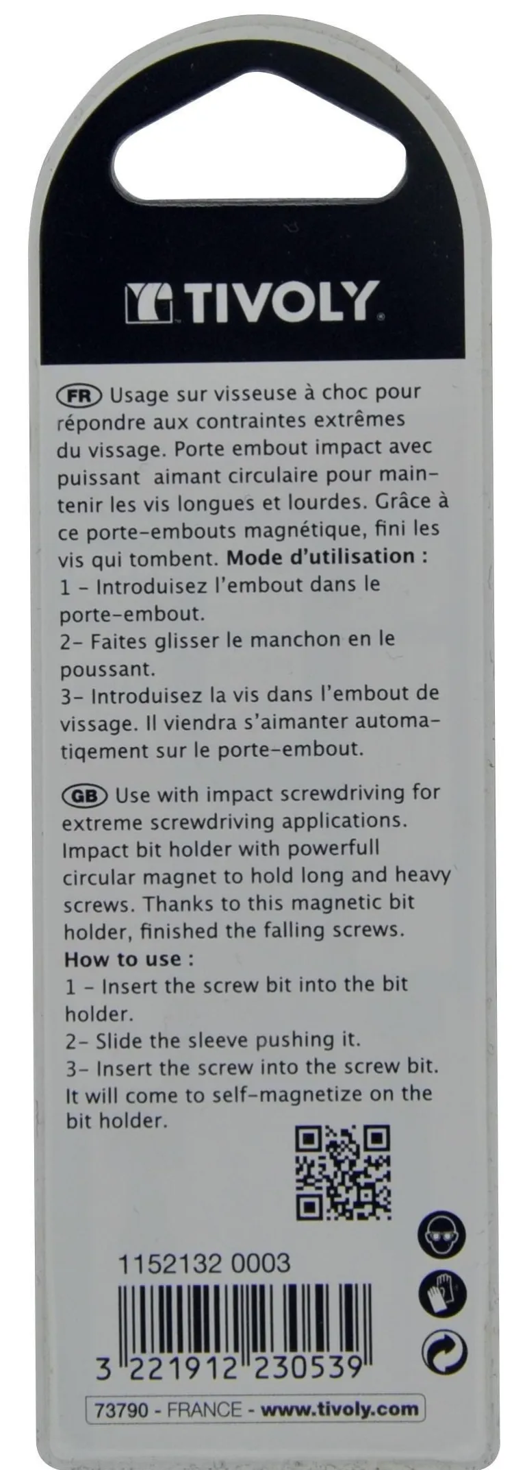 Porte-embout impact aimanté pour vis longue et lourde TIVOLY
