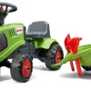 Porteur tracteur Claas avec remorque pelle et râteau FALK