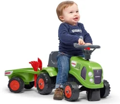 Porteur tracteur Claas avec remorque pelle et râteau FALK