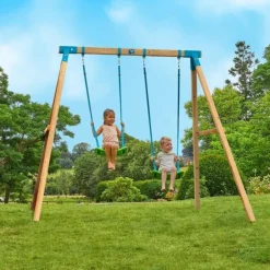 Portique acacia bois carré 2 balançoires H.243 cm TP TOYS