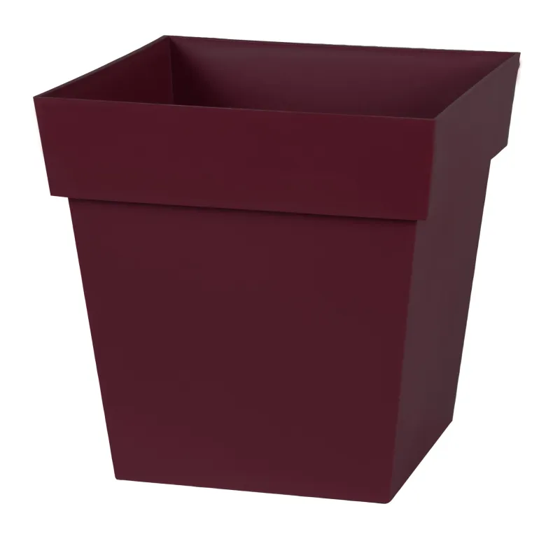 Pot bas carré Toscane 32 cm bourgogne 22L EDA