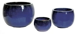 Pot en terre émaillée Glazed bleu