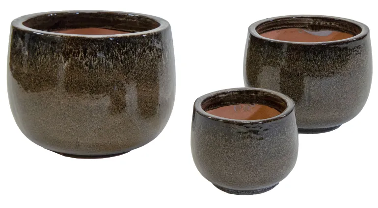 Pot en terre émaillée Glazed marron