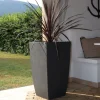 Pot haut carré Diva Basalt gris anthracite 42L EDA
