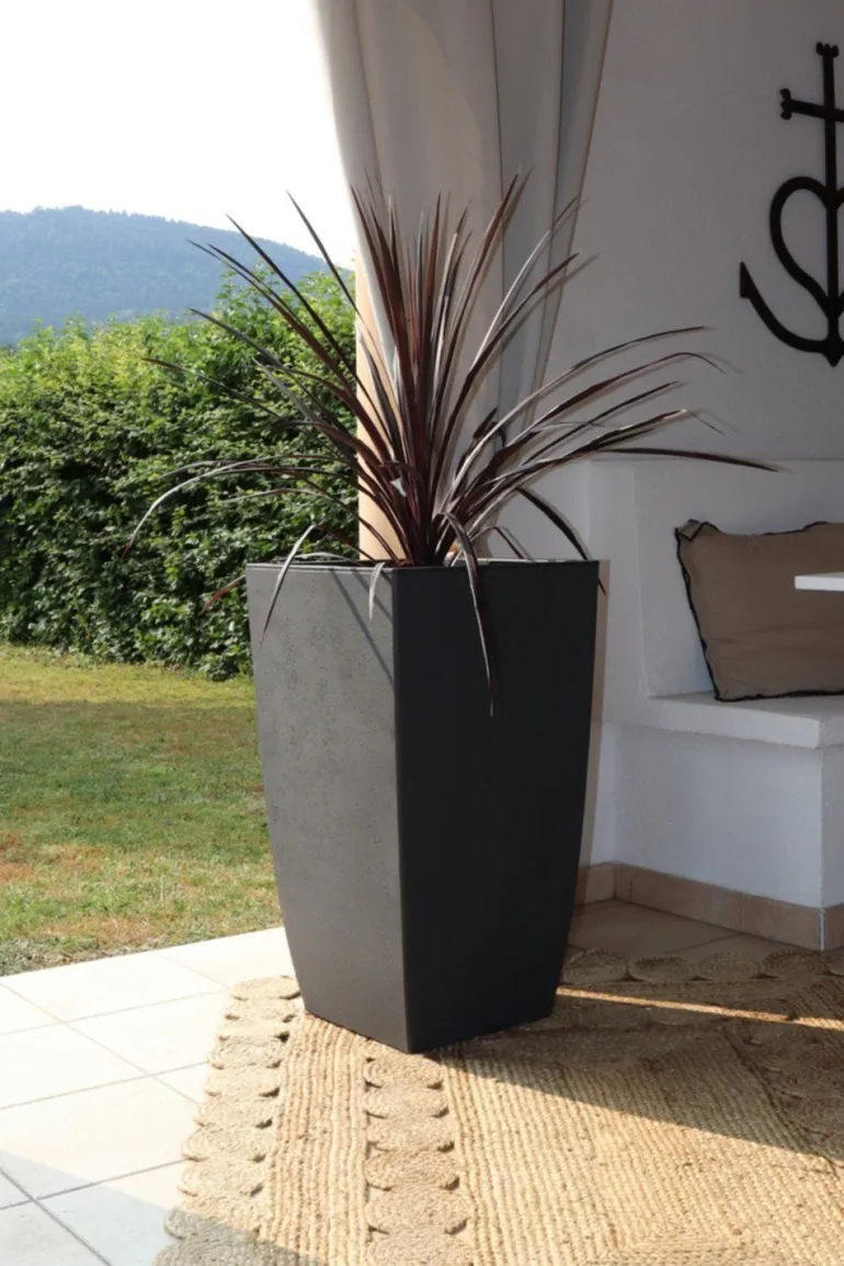 Pot haut carré Diva Basalt gris anthracite 42L EDA