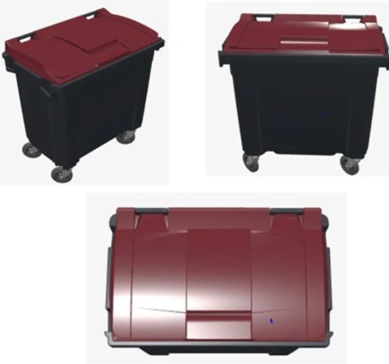 Poubelle bac roulant CityBac 660L gris couvercle marron