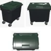 Poubelle bac roulant CityBac 660L gris couvercle vert