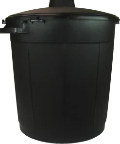 Poubelle immeuble 80L avec couvercle verrouillable noir