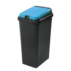 Poubelle recyclage bido 45l base noir couvercle bleu