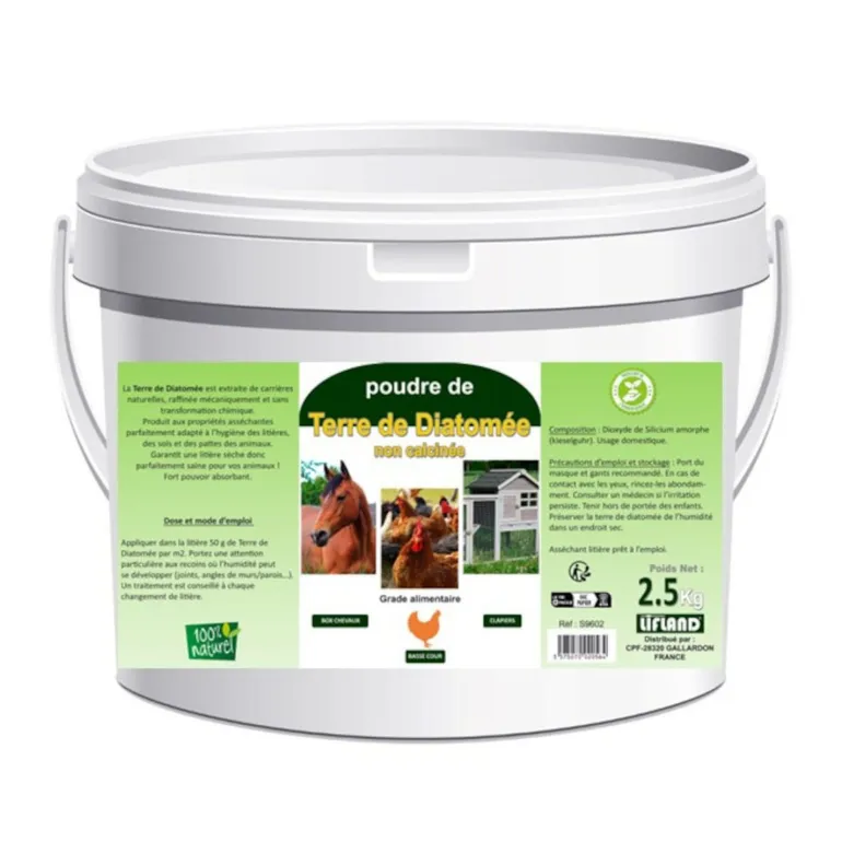 Poudre de terre de diatomée - seau de 2,5 kg