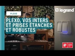 Prise de courant + va-et-vient étanche Plexo vertical gris