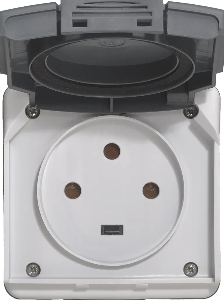 Prise étanche 3P+T 20A Plexo complet IP55 saillie gris