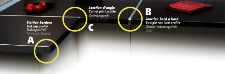 Profil plan de travail jonction bord à bord
